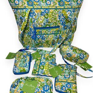 NEW Vera Bradley English Meadow Travel Set Villager Tote Sunglass Wallet Passpor
